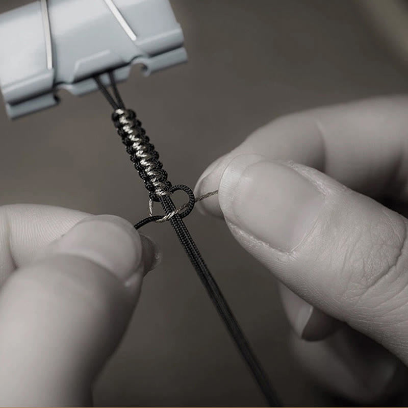 Buddha Stones Ręcznie robione 925 Srebro Sterling Tybetańskie Om Mani Padme Hum Czystość Bransoletka pleciona - image 15