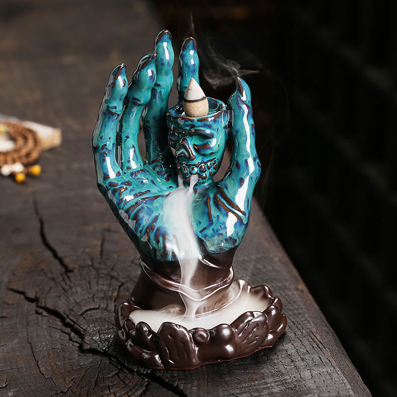 Buddha Stones Halloween Duch Ręka Czaszka Głowa Ceramiczny Pokój Uzdrawiający Kadzidło Palnik Dekoracja