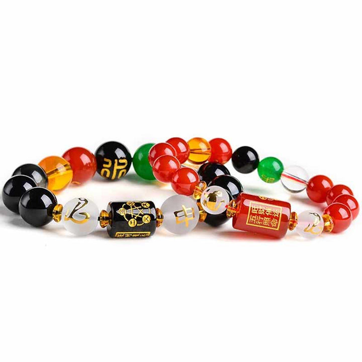 Buddha Stones Chiński Zodiak Feng Shui Obsydian Pięcioelementowy Bogactwo Bransoletka Porsperity