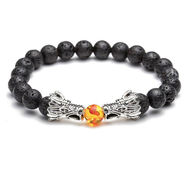 Bransoletka z koralików Buddha Stones White Turquoise Lava Rock Dragon Blessing