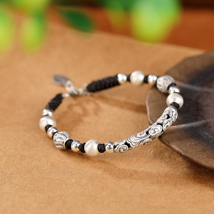 Buddha Stones Tybet Ręcznie robione Miedź 999 Srebro Sterlingowe Bransoletka z Sznurka Pomyślny Chmura Bogactwo - image 15