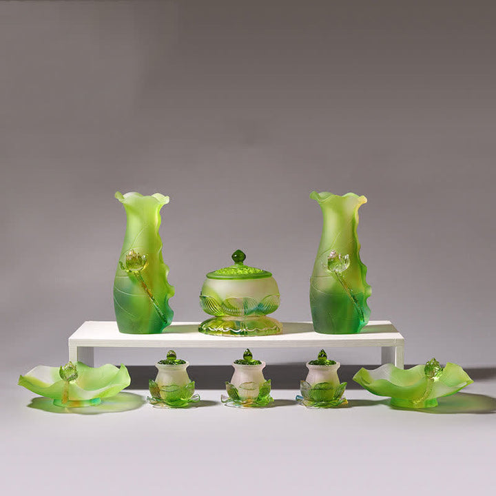 Feng Shui Lotus Ręcznie robiony kryształ Liuli Dzieło sztuki Domowe Biuro Oferta Dekoracja - image 18