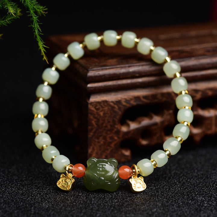 Bransoletka z chińskiego zodiaku Lucky Tiger Jade Abundance