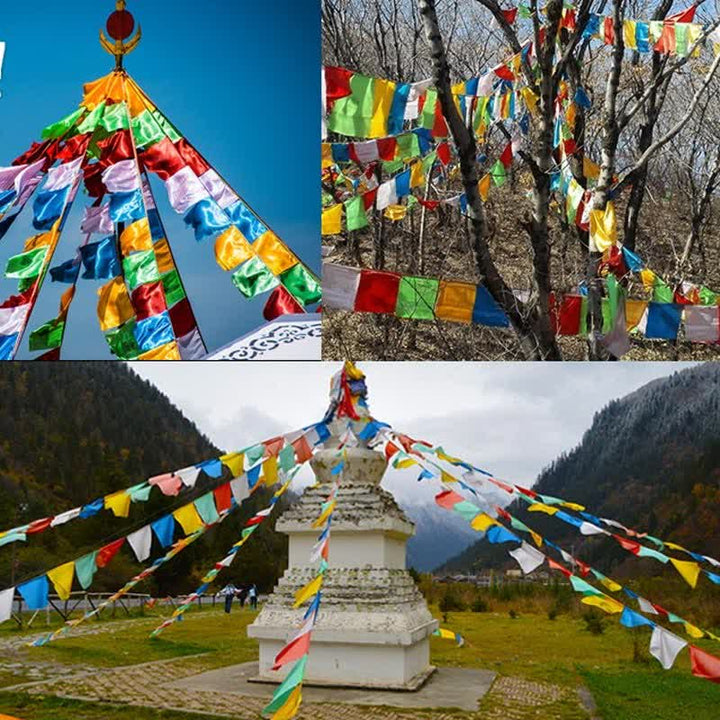 Buddha Stones Tybetańska 5-kolorowa flaga modlitewna Windhorse Happiness Uspicious Outdoor - image 17