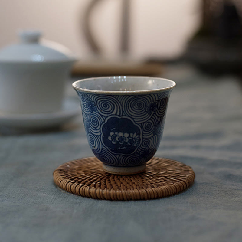 Buddha Stones Jingdezhen Niebiesko-biała porcelana Malowana ręcznie Lotos Kwiat Śliwki Ceramiczna filiżanka do herbaty Kung Fu Filiżanki do herbaty