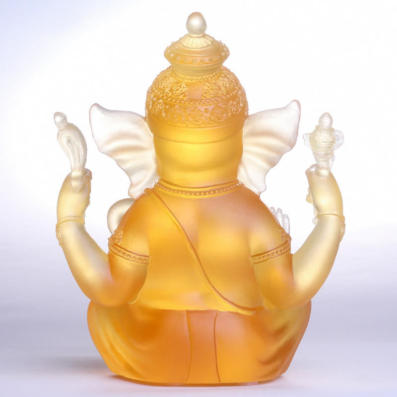 Buddha Stones ręcznie robione Ganesh Ganpati figurka słonia Liuli kryształowe dzieło sztuki ochrona statua dekoracja domu - image 3