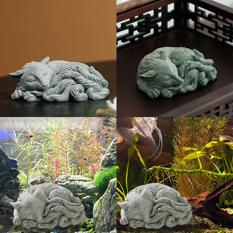 Buddha Stones Mały Dziewięcioogonowy Lis Ochrona Dom Herbata Figurka Dekoracja