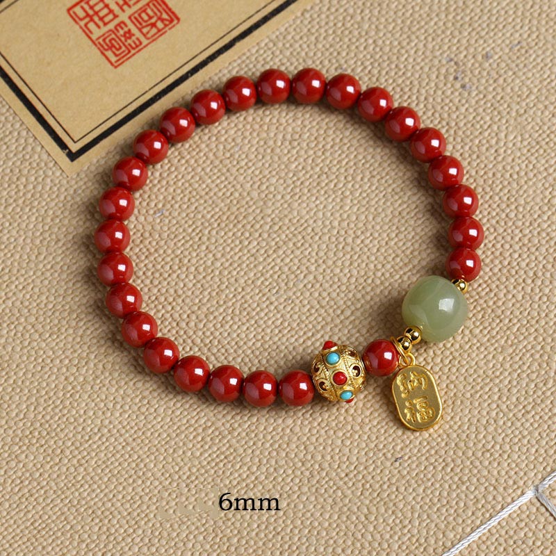 Bransoletka z Buddha Stones Cinnabar Green Aventurine Fortune Protection Charm