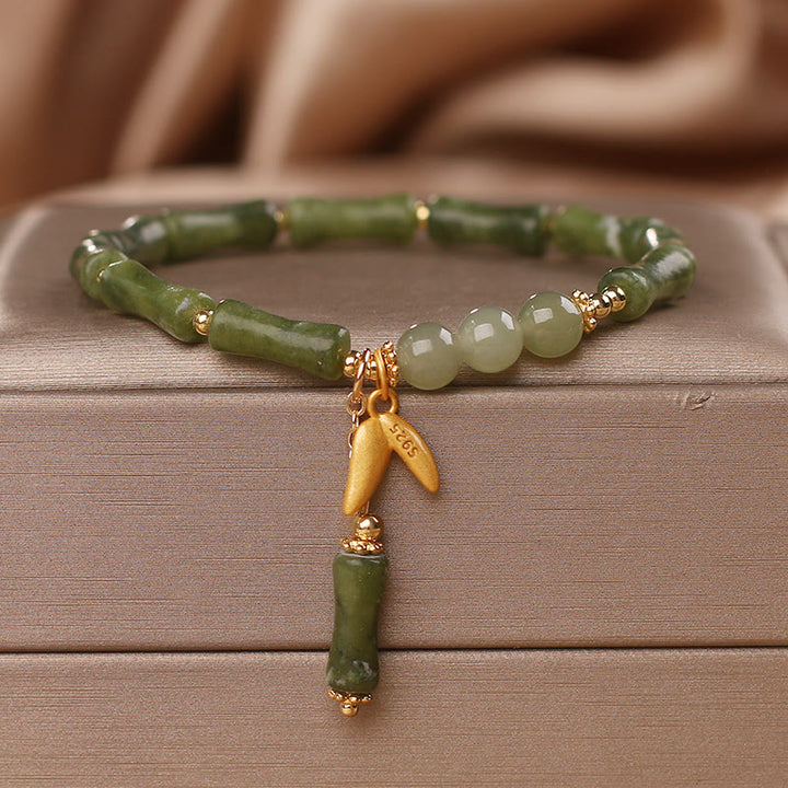 Bransoletka z motywem liści jadeitu i Buddha Stones, bogactwo i szczęście