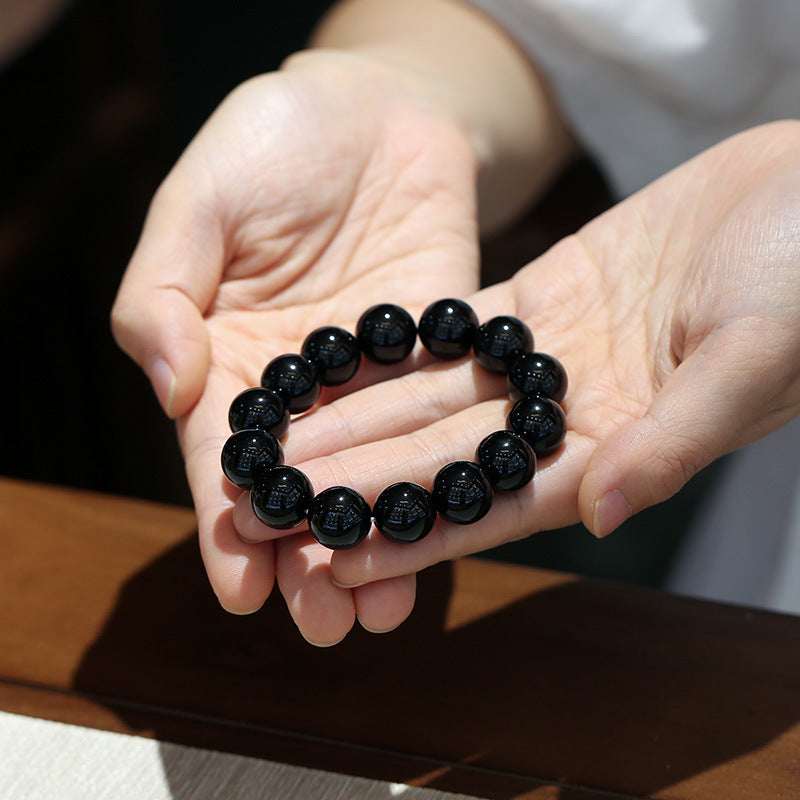 Bransoletka z naturalnego czarnego onyksu z Buddha Stones