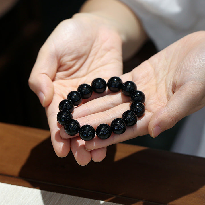 Bransoletka z naturalnego czarnego onyksu z Buddha Stones