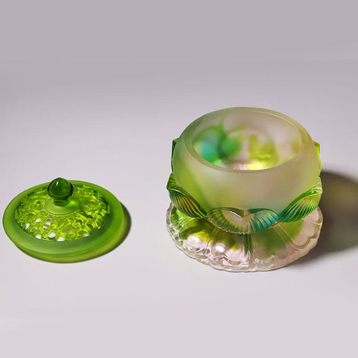 Feng Shui Lotus Ręcznie robiony kryształ Liuli Dzieło sztuki Domowe Biuro Oferta Dekoracja