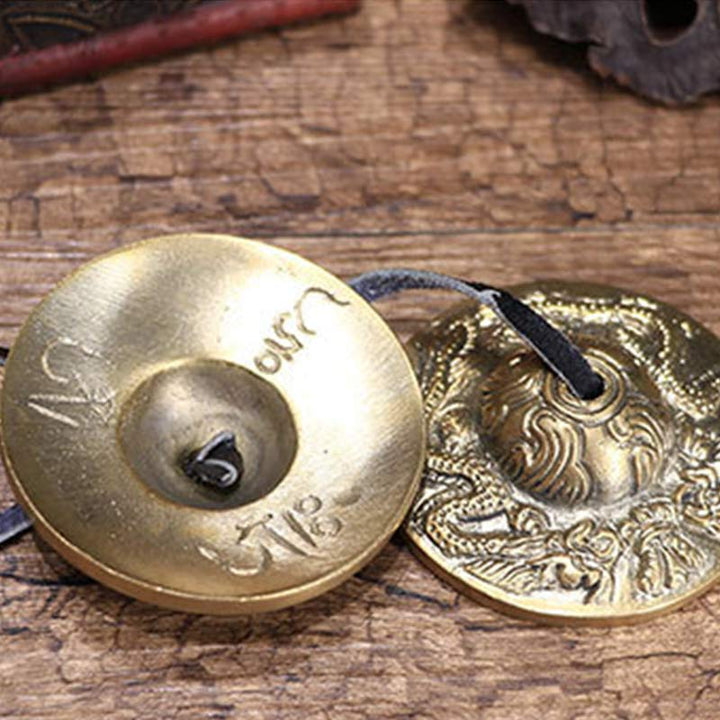 Buddha Stones Tybetański Dzwon Tingsha Sześć Prawdziwych Słów Smok Miedziana Równowaga Dekoracja Z Torbą - image 17