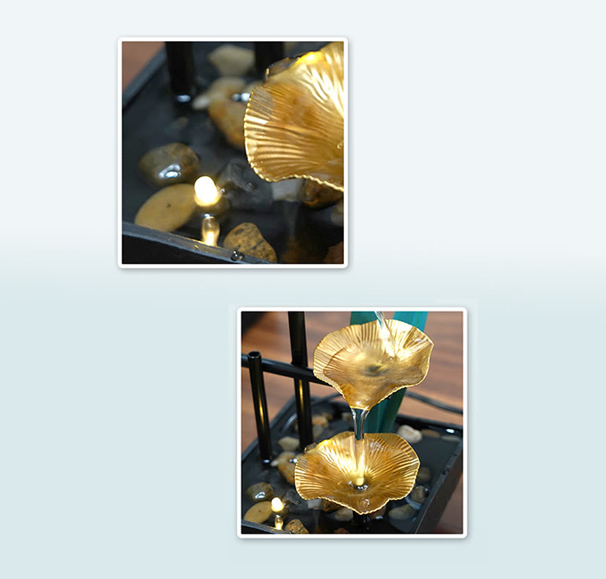 Buddha Stones Trzy warstwy Wodospad Fontanna Stołowe Lotosowe Ozdoby Z Rzeką Skały Dekoracja Pulpitu