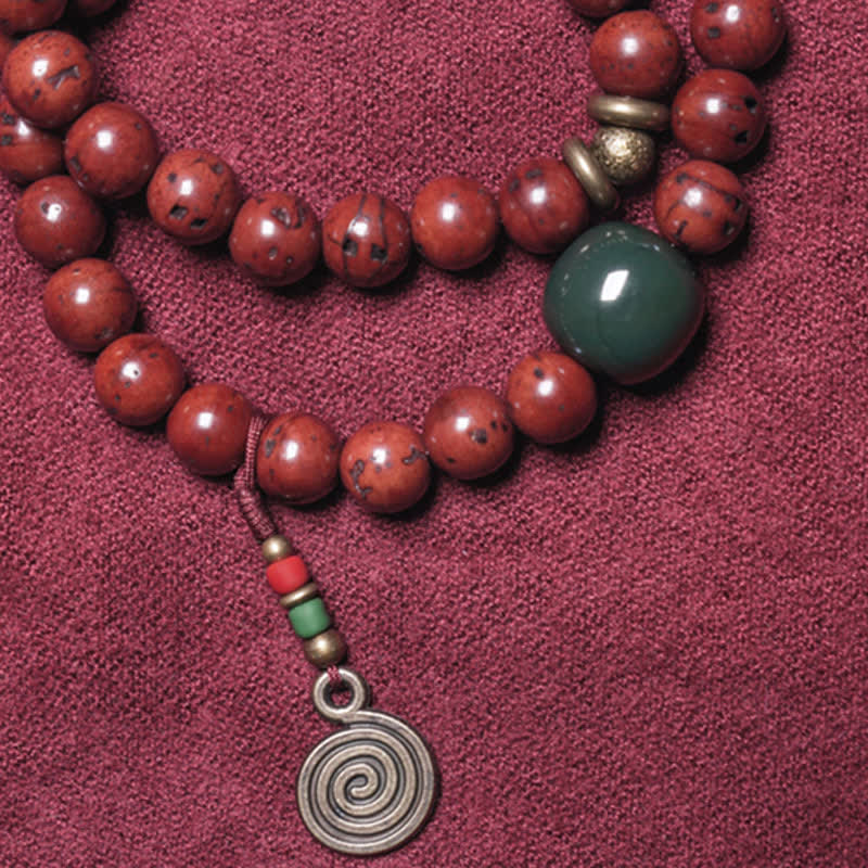 Bransoletka Bodhi Seed Cyan Jade Copper Peace Luck