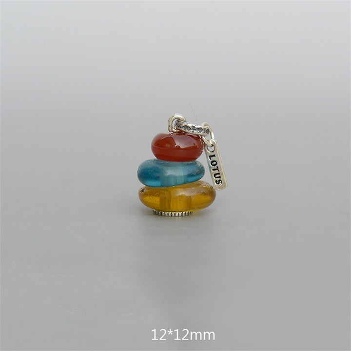 Buddha Stones Zen Cairn Labradorite Różne Kryształy Spokojny Wisiorek Naszyjnik - Wisiorek z koralików szklanych w kolorze czerwonego agatu, turkusu i bursztynu, 12*12 mm - image 15