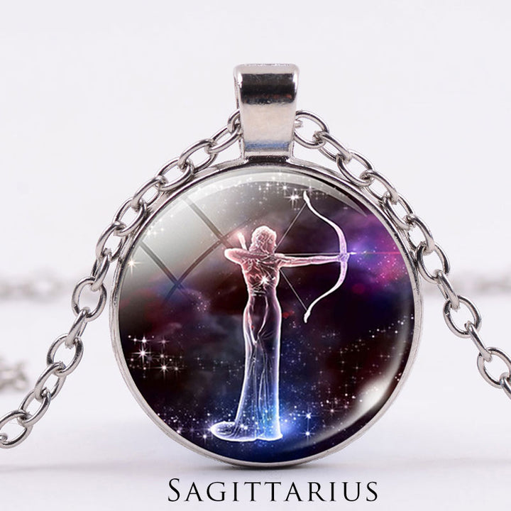 12 konstelacji zodiaku Księżyc Gwiaździste niebo Ochrona Błogosławieństwo Naszyjnik Wisiorek