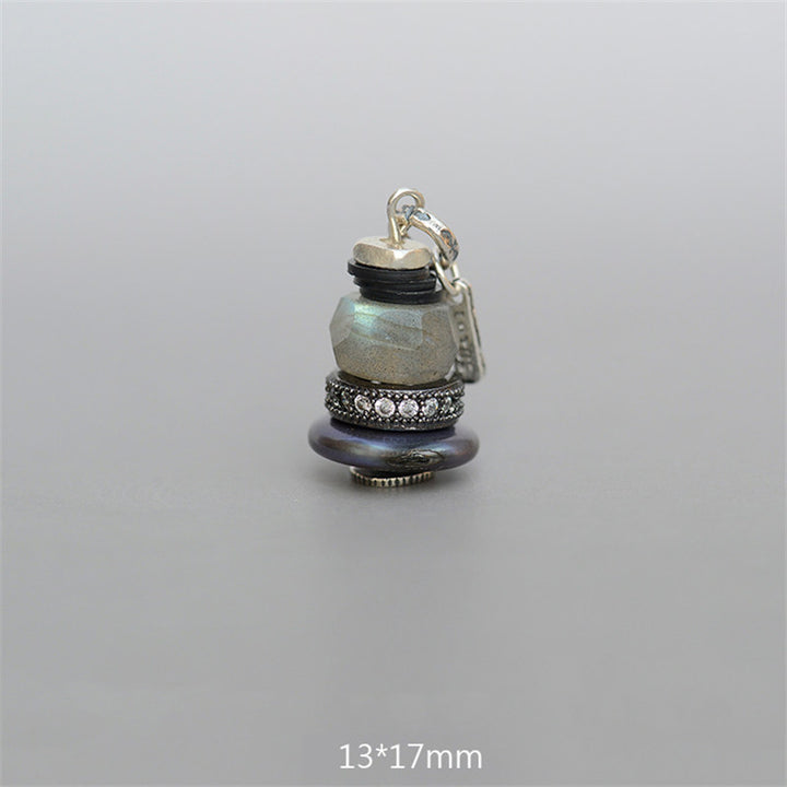 Buddha Stones Zen Cairn Labradorite Różne Kryształy Spokojny Wisiorek Naszyjnik - Wisiorek z labradorytu 13*17mm - image 22