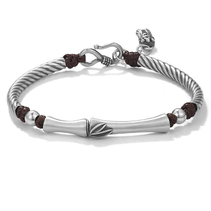 Buddha Stones 999 Srebro Sterling Wzór Bambusa Bransoletka Cicada Luck Wealth - image 15