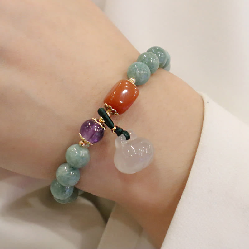 Buddha Stones Cyan Jade Lotos Dynia Życzenie Pokoju Klamra Ametyst Kryształ Uzdrawiająca Bransoletka