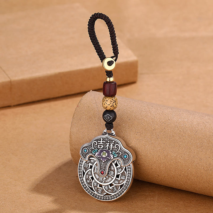 Buddha Stones Peonia Kwiat Miedziana Moneta Brelok Pomyślny Bogactwo