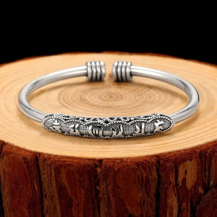 Buddha Stones Om Mani Padme Hum Grawerowany Pokojowy Mankiet Bransoletka Bangle