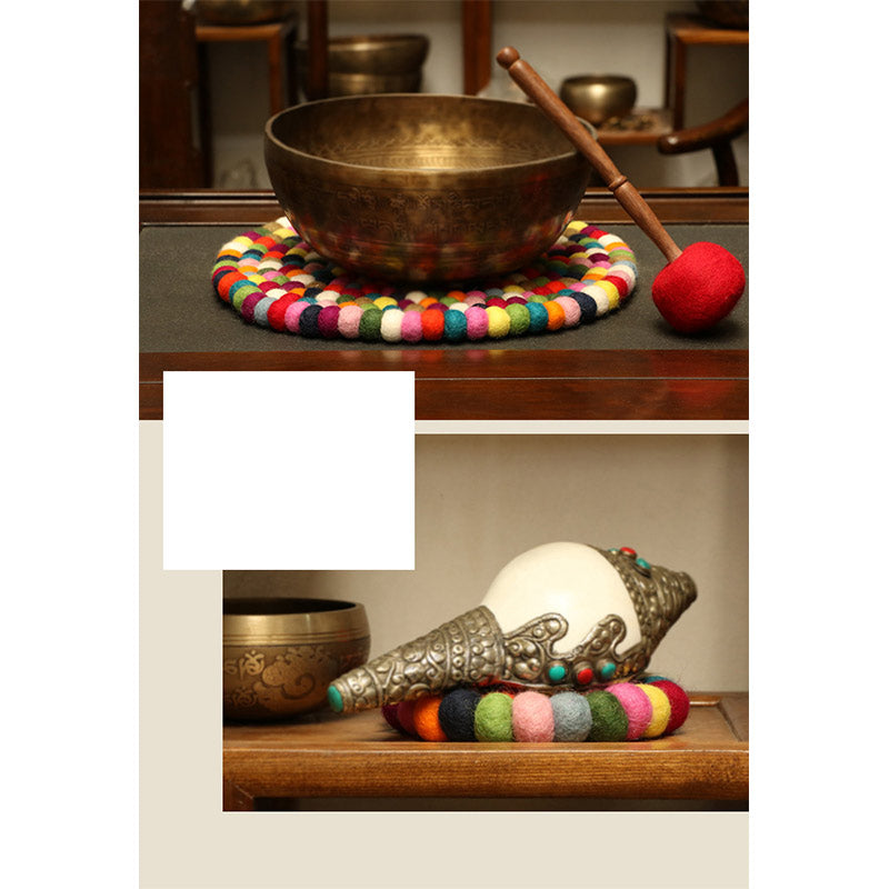 Buddha Stones Tybetańska misa śpiewająca, ręcznie robiona, filcowana wełna, dekoracja poduszki - image 8