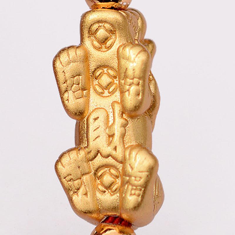 Bransoletka z czerwonego sznurka PiXiu Luck z Buddha Stones 24K pozłacana