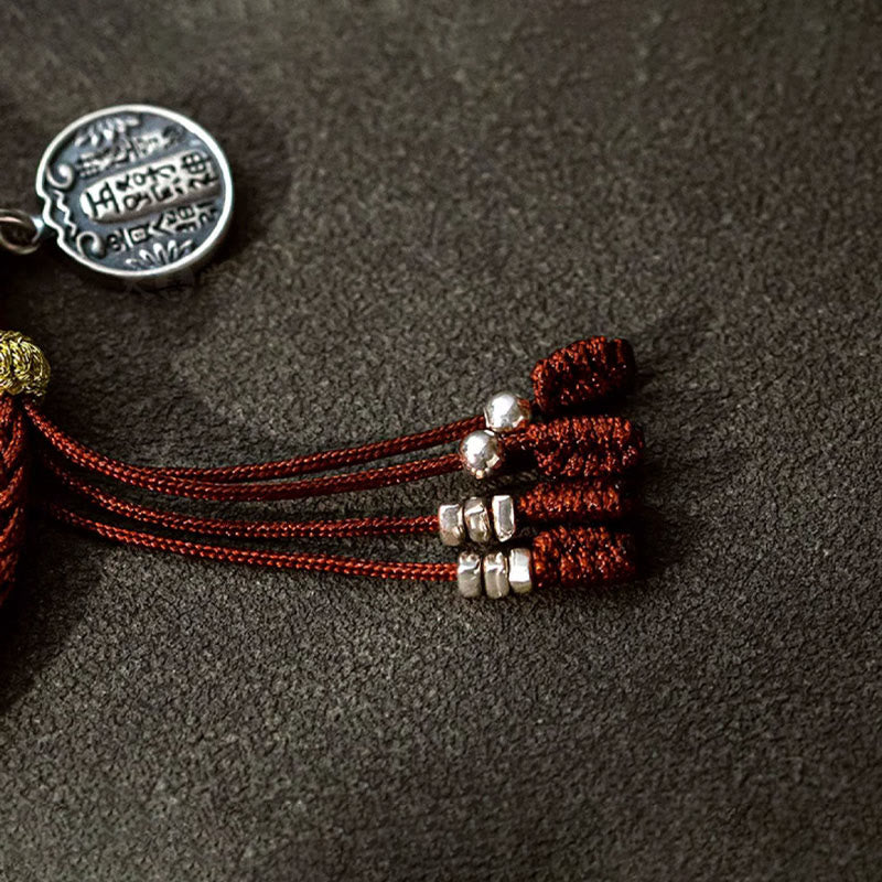 Buddha Stones Ręcznie robione 925 Srebro Pięć Kierunków Bogowie Bogactwa Szczęścia Ochrona Bransoletka Warkocz - image 6