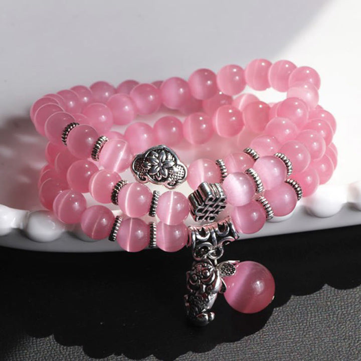 Bransoletka z potrójnym owinięciem w kocie oko PiXiu z Buddha Stones