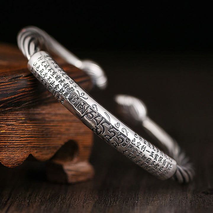 Buddha Stones Tybetańskie Om Mani Padme Hum Heart Sutra Czystość Bransoletka Mankietowa - Om Mani Padme Hum(Love♥Focus)(Adjustable) - image 0