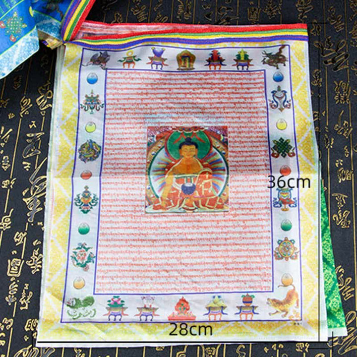 Buddha Stones Tybetańska flaga modlitewna z pięcioma kolorami Buddy Windhorse Tara, uzdrawiająca i pomyślna - image 15