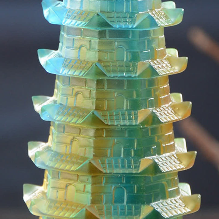 Buddha Stones Wieża Feng Shui Wenchang Ręcznie robiona kryształowa pagoda Liuli Art Piece Luck Dekoracja biura domowego