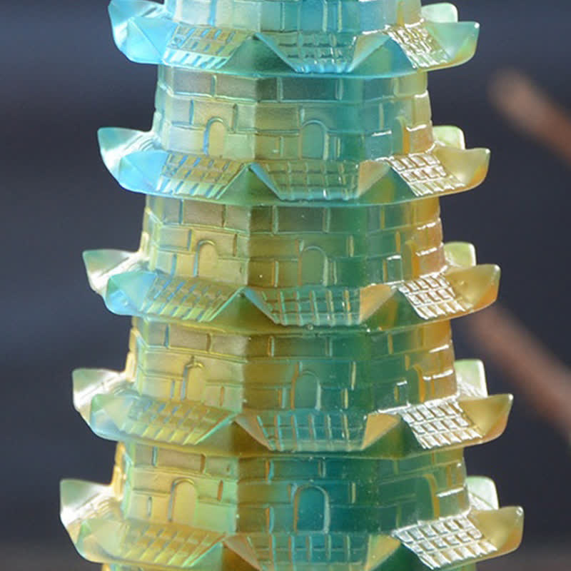 Buddha Stones Wieża Feng Shui Wenchang Ręcznie robiona kryształowa pagoda Liuli Art Piece Luck Dekoracja biura domowego - image 10