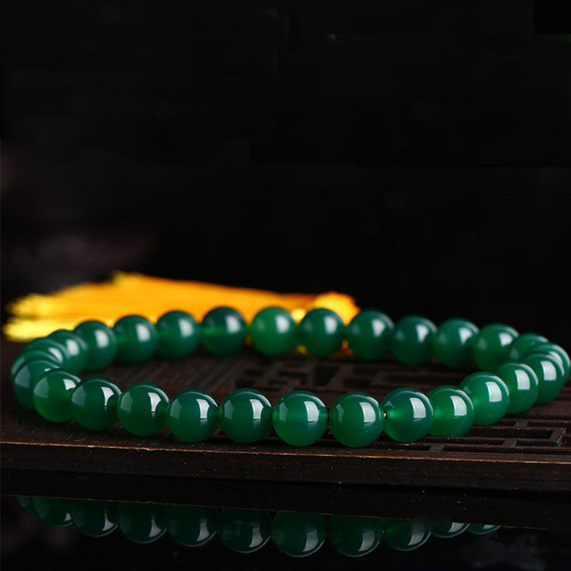 Buddha Stones Naturalny Zielony Agat Mala Nadgarstek Moc Frędzle Kieszonkowa Mala Dekoracja Samochodu