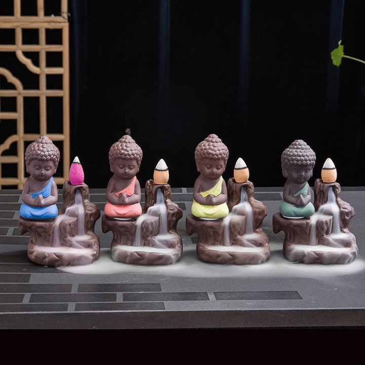 Kamienne Buddha Stones z przepływem wstecznym, fontanna dymna, ceramiczny palnik kadzidełkowy, dekoracja