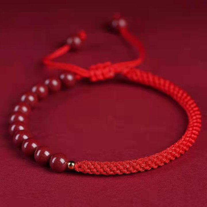 Buddha Stones Naturalna bransoletka z sznurka Cinnabar King Kong Knot Błogosławieństwo