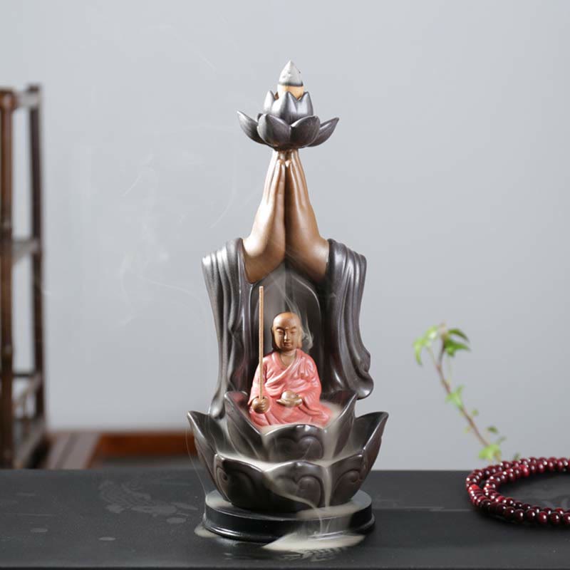 Budda Awalokiteśwara Czenrezig Ksitigarbha Ceramiczny palnik kadzielniczy z błogosławieństwem lotusu