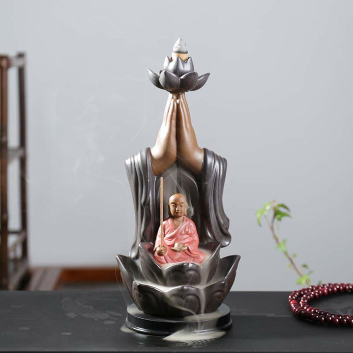 Budda Awalokiteśwara Czenrezig Ksitigarbha Ceramiczny palnik kadzielniczy z błogosławieństwem lotusu