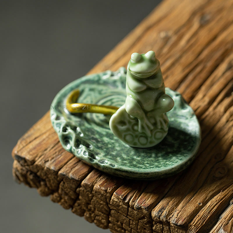Buddha Stones Liść Medytacja Żaba Wzór Uzdrawiający Ceramiczny Kadzielnica Dekoracja