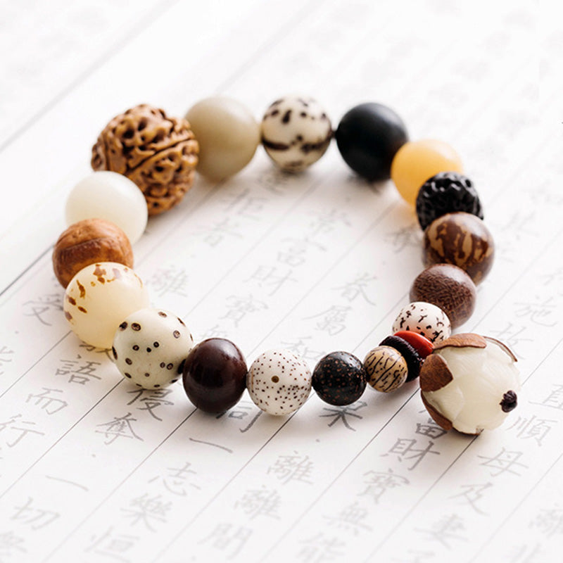 Buddha Stones Bodhi Nasiona Lotosu Mądrość Spokój Bransoletka Mala Na Nadgarstek