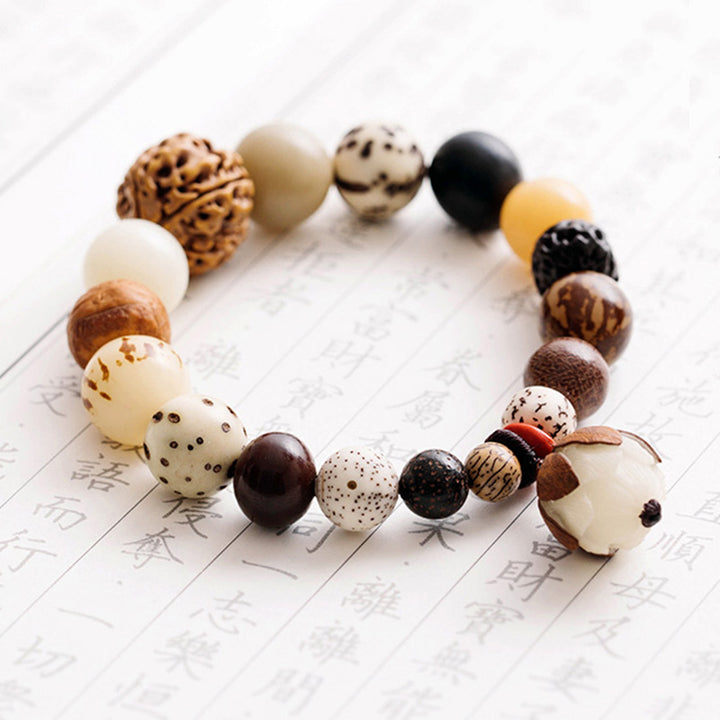 Buddha Stones Bodhi Nasiona Lotosu Mądrość Spokój Bransoletka Mala Na Nadgarstek