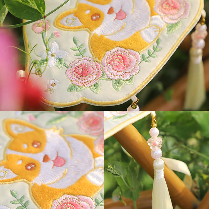 Haft Buddha Stones Szczęśliwa Panda Kot Shiba Inu Jeleń Królik Lis Kwiat Urocze Zwierzę Hanfu Torba Torebka Crossbody Torba Na Ramię
