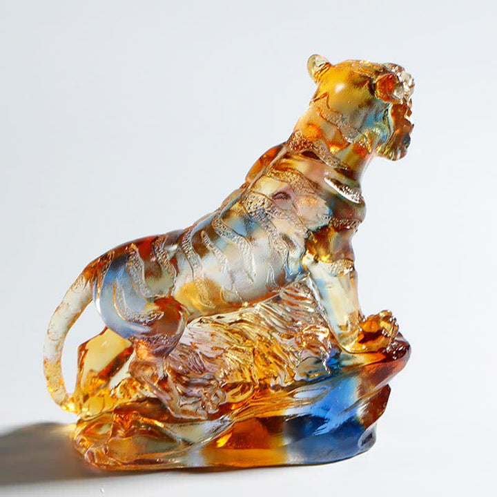 Ręcznie robiony Liuli Crystal Tiger Art Piece Ochrona Dekoracja Domu