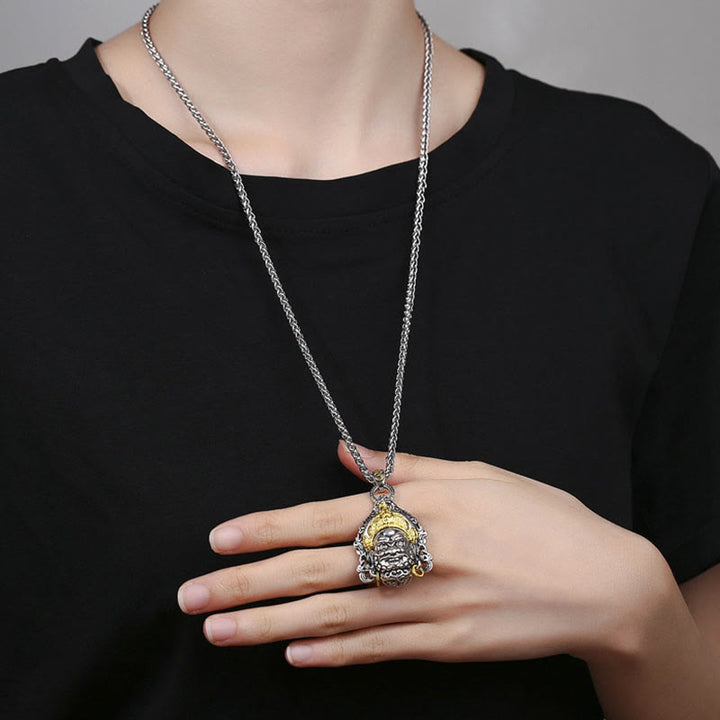 Buddha Stones Żółty Bóg Bogactwa Amulet Miedziany Naszyjnik Szczęścia Wisiorek