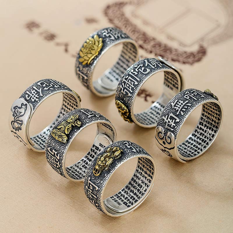 Buddha Stones Chiński Zodiak Natal Budda Bogactwo Szczęście Regulowany Pierścień
