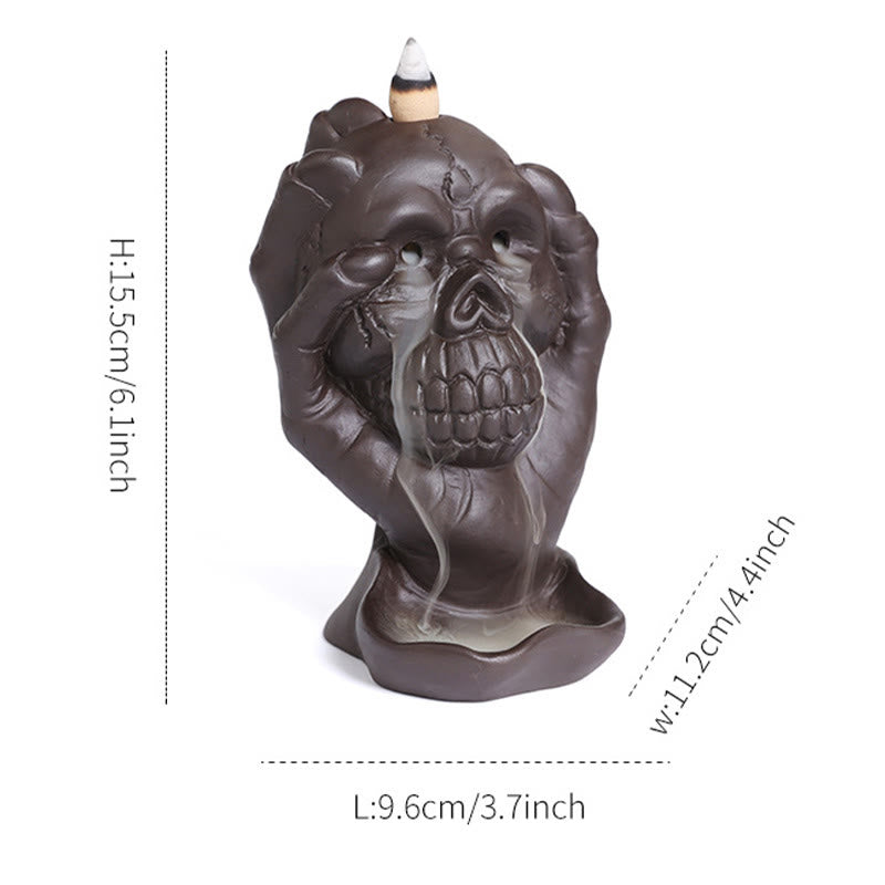 Buddha Stones Halloween Czaszka Z Dłonią Ducha Fioletowa Glina Duchowy Kadzielnica Dekoracja