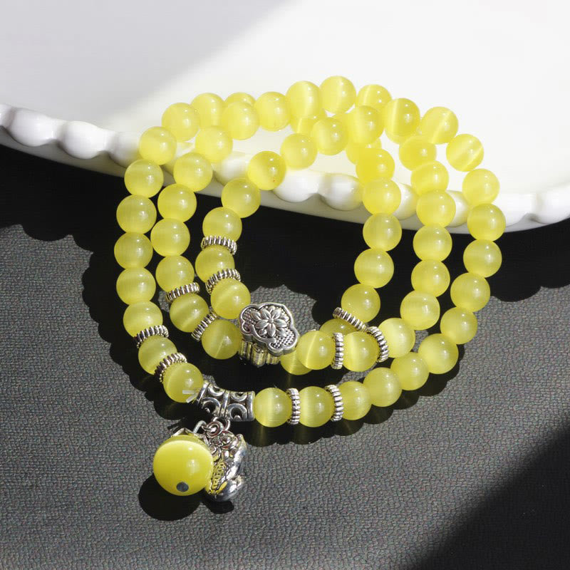 Bransoletka z potrójnym owinięciem w kocie oko PiXiu z Buddha Stones