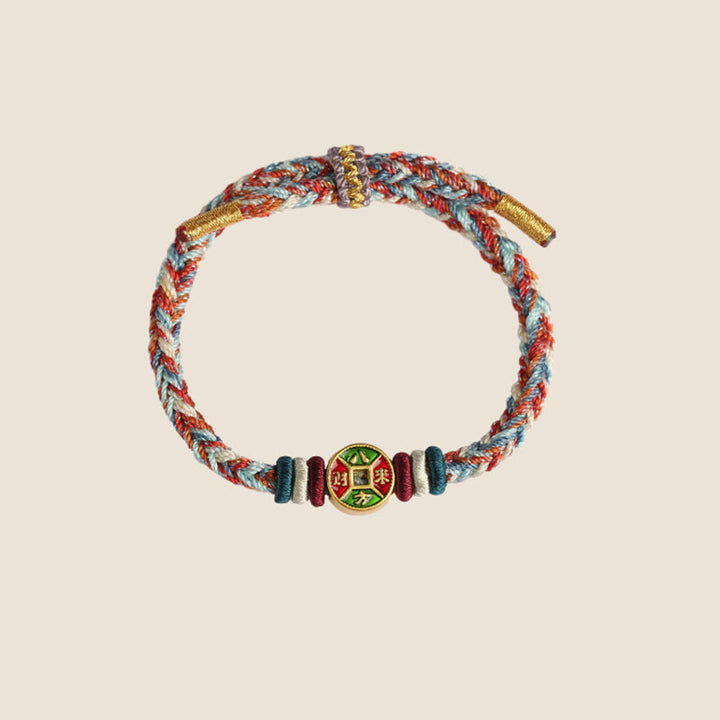 ❗❗❗Wyprzedaż błyskawiczna - Buddha Stones Kolorowa lina Bogactwo pochodzi ze wszystkich kierunków Ręcznie robiona bransoletka na szczęście z ośmioma nitkami węzła pokoju