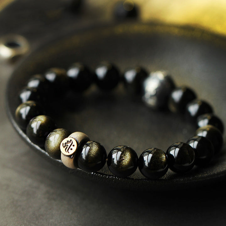 Buddha Stones Chiński Zodiak Natal Budda Obsydian Oczyszczająca Bransoletka